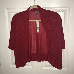 NWT Red Sparkle Cropped Cardigan